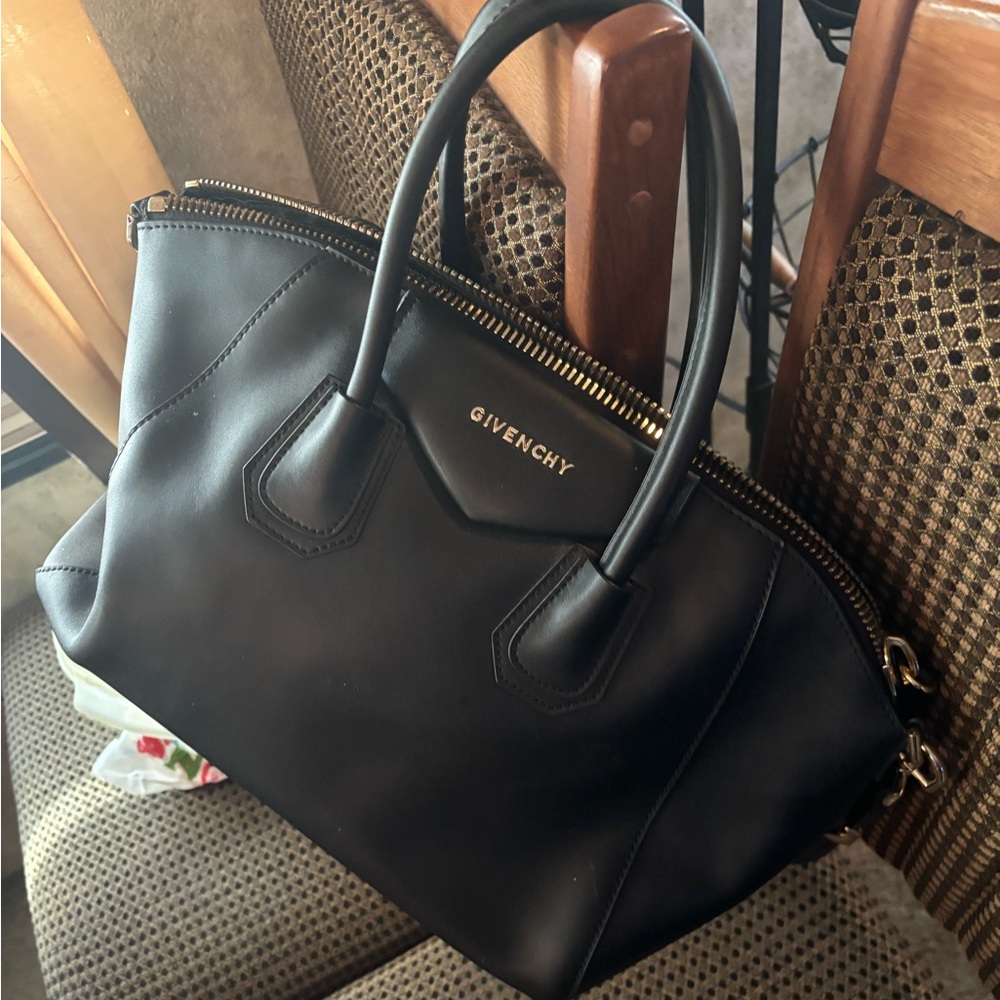 Givenchy Black Leather Satchel with Structured Design
